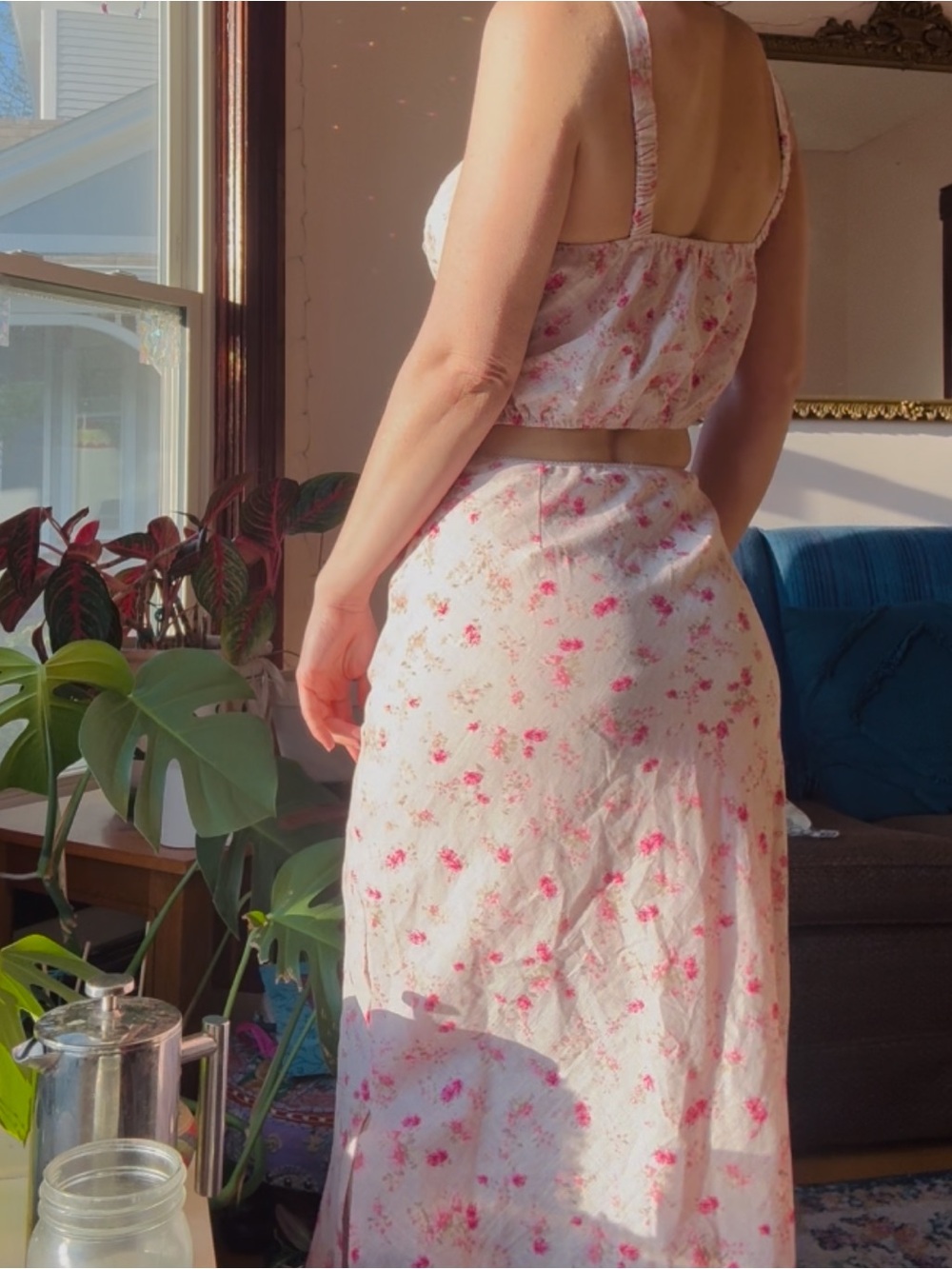 Baby Pink Top and Maxi Skirt Set